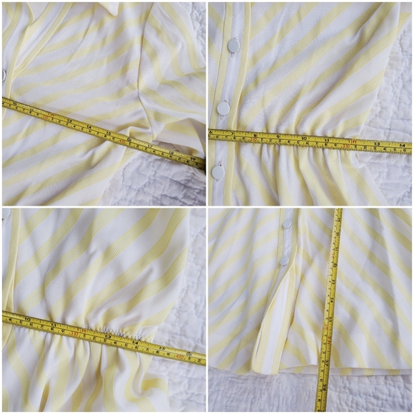 Vintage 1970's Dalton Yellow White Midi Dress - Picture 3 of 8
